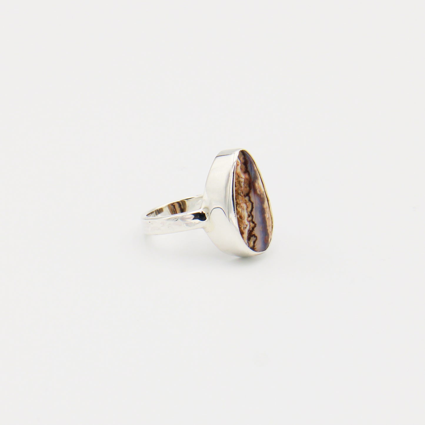 Arizona Verde Valley Agate Pear Sterling Ring Size 8