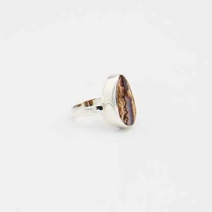 Arizona Verde Valley Agate Pear Sterling Ring Size 8