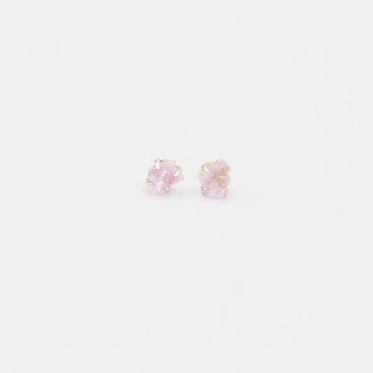 Rough Kunzite Sterling Prong Studs