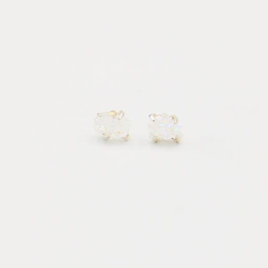 Angel Aura Quartz Raw Sterling Prong Studs