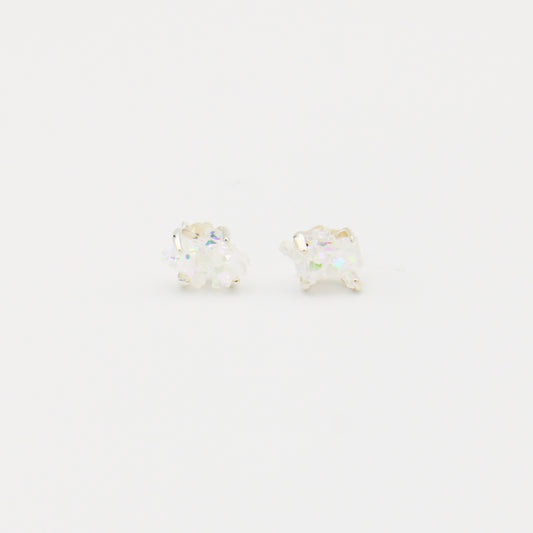Angel Aura Quartz Raw Sterling Prong Studs