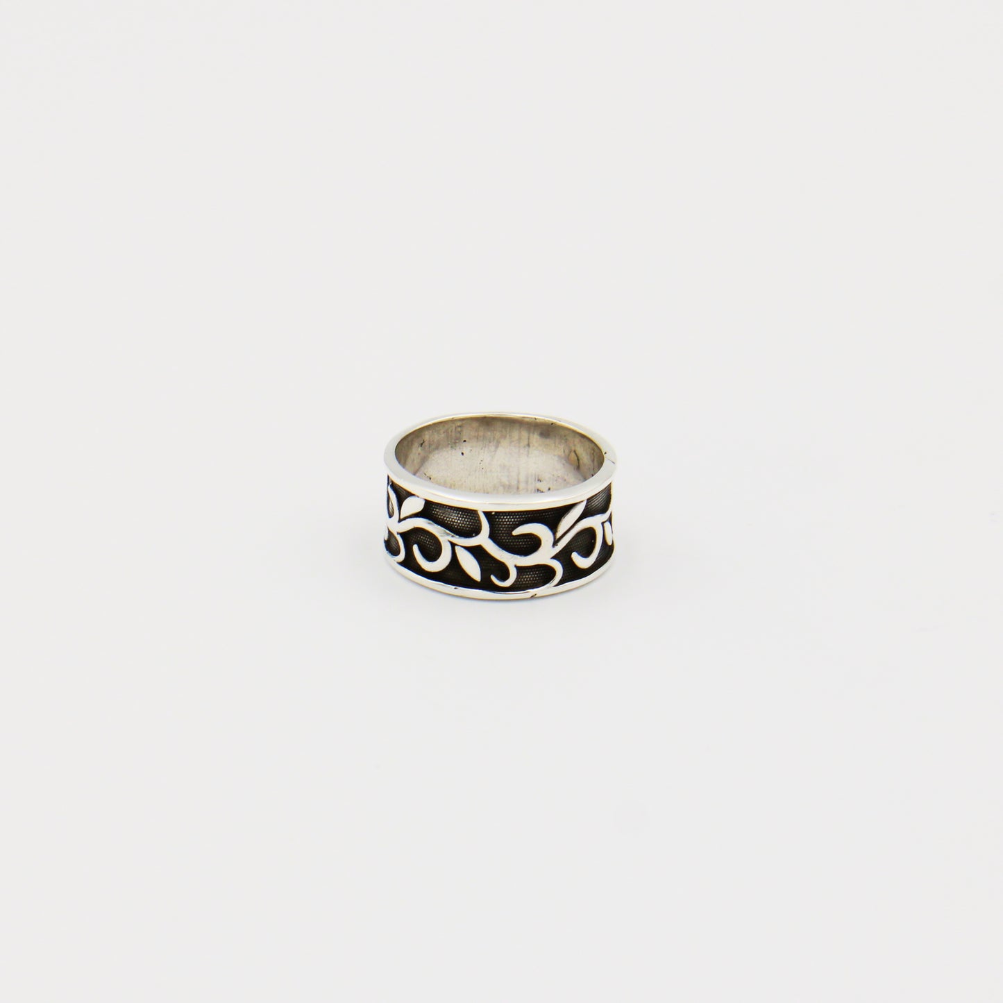 Sterling & Oxidized Vine Band Size 8