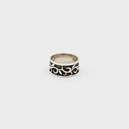 Sterling & Oxidized Vine Band Size 8