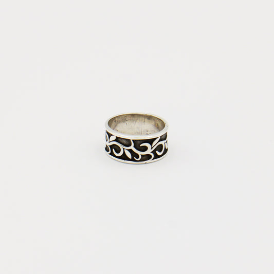 Sterling & Oxidized Vine Band Size 8