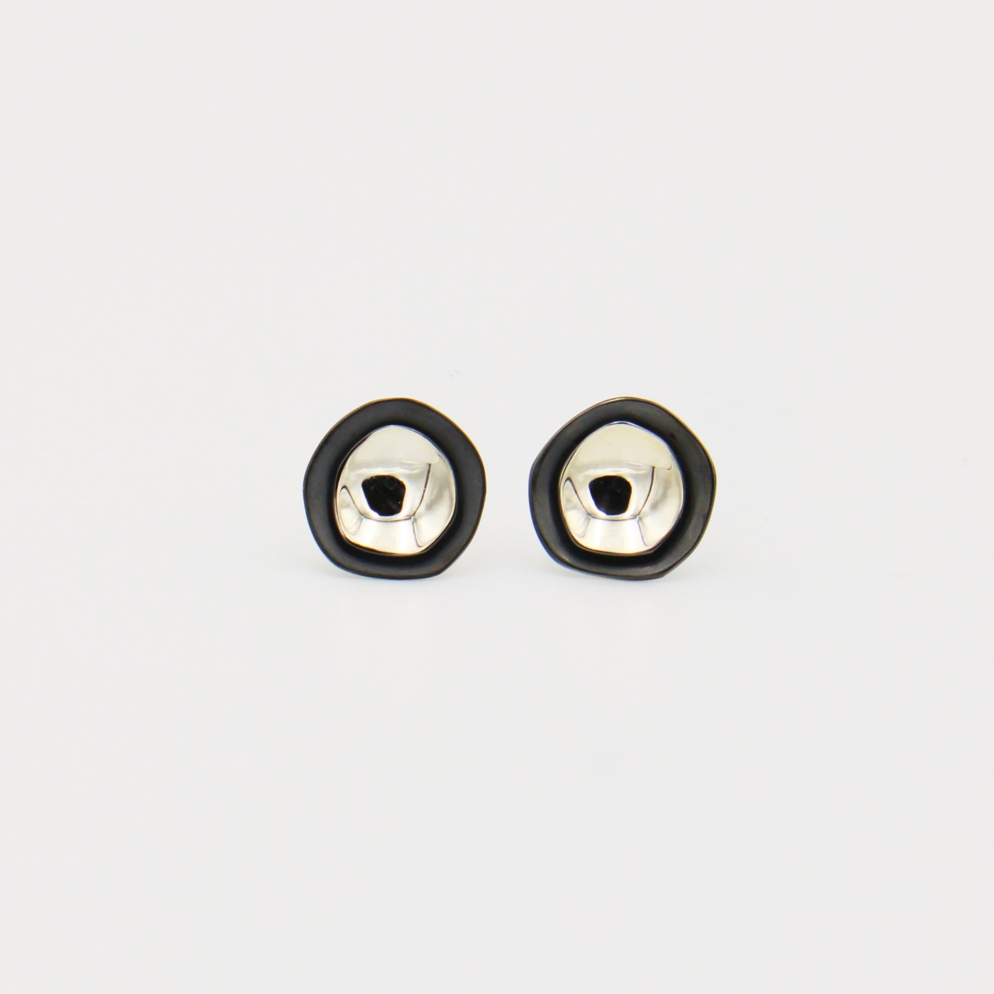 Sterling & Oxidized Sterling Round Studs
