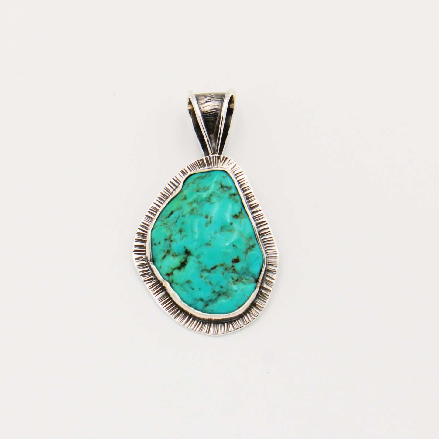 Rough Turquoise Oxidized Sterling Pendant