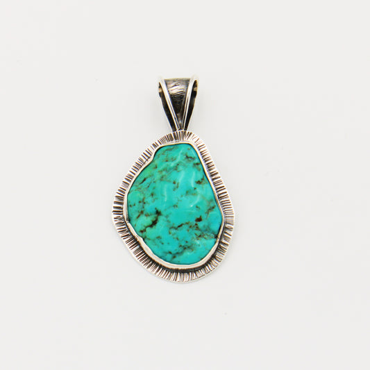 Rough Turquoise Oxidized Sterling Pendant