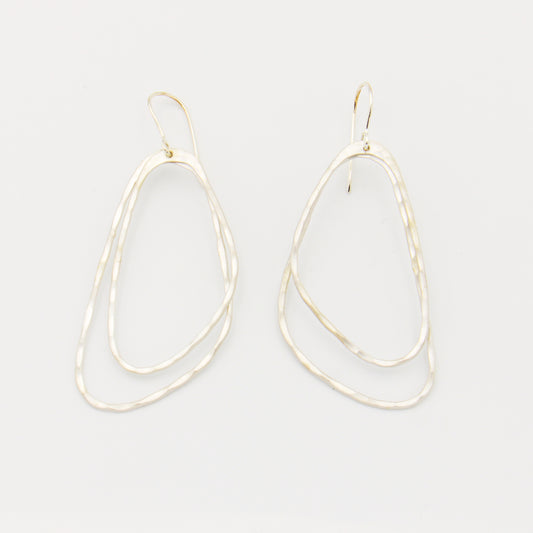 Matte Sterling Silver Hammered Dangle Earrings