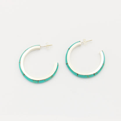 Turquoise & Sterling Silver Hoops