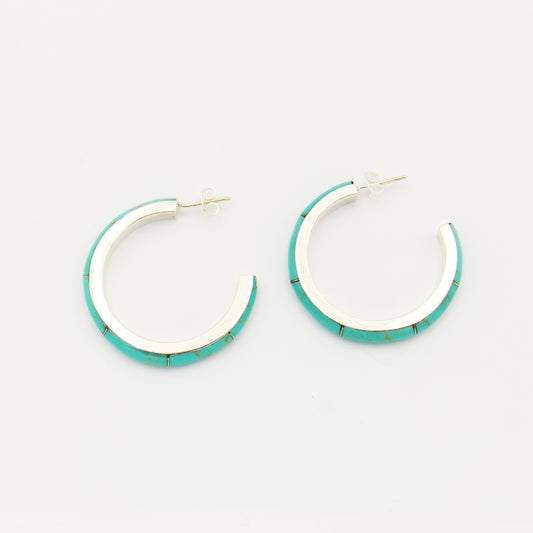 Turquoise & Sterling Silver Hoops