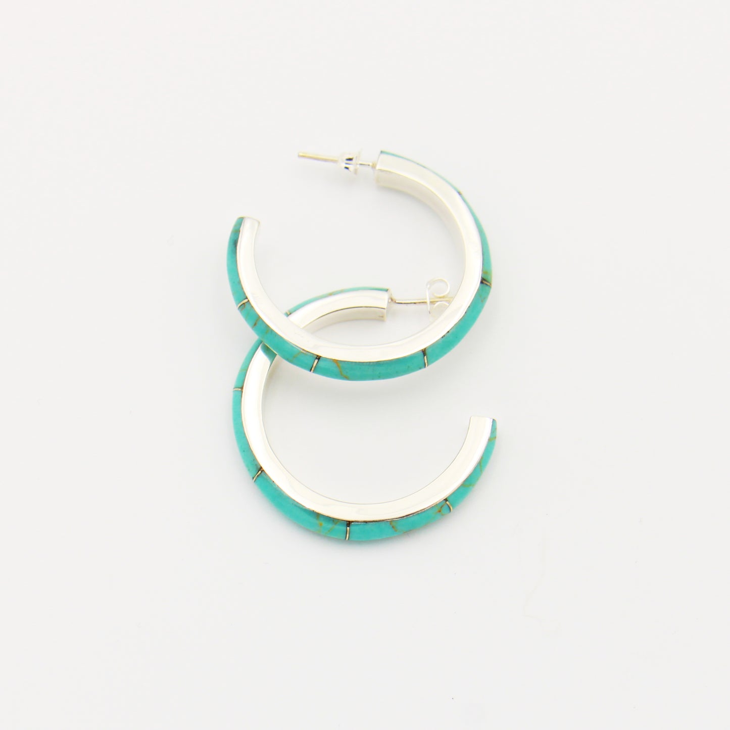 Turquoise & Sterling Silver Hoops