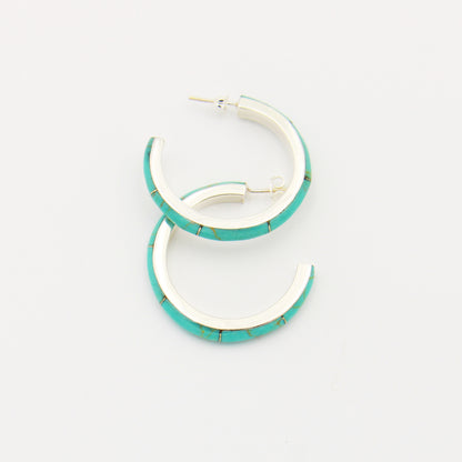 Turquoise & Sterling Silver Hoops