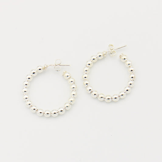 Sterling Silver Ball Hoops 30mm
