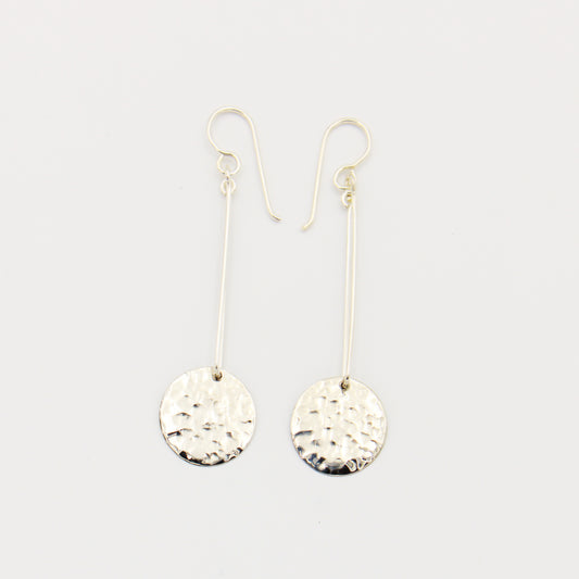 Sterling Silver Hammered Circle Dangle Earrings