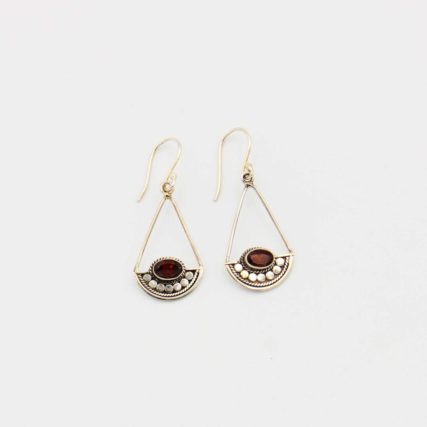 Garnet Dangle Art Deco Sterling Dangle Earrings