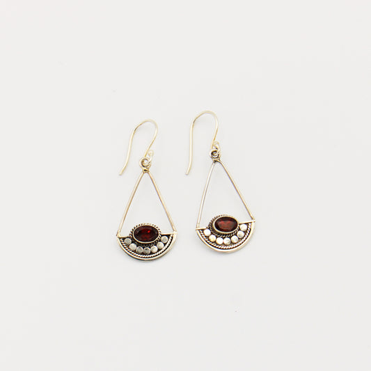 Garnet Dangle Art Deco Sterling Dangle Earrings