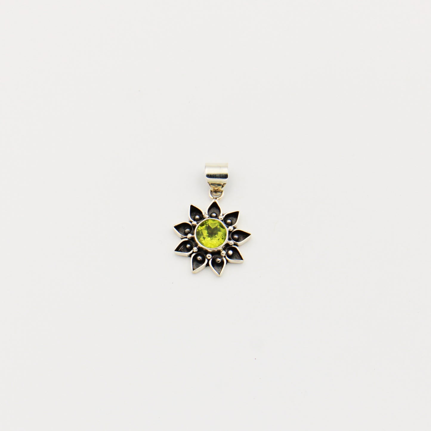 Peridot Flower Sterling Pendant
