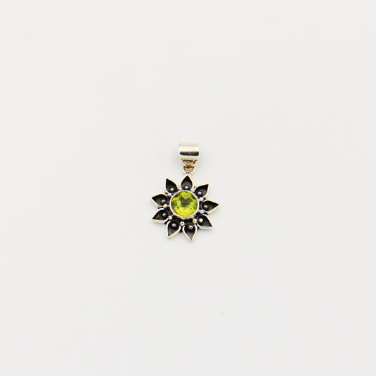 Peridot Flower Sterling Pendant