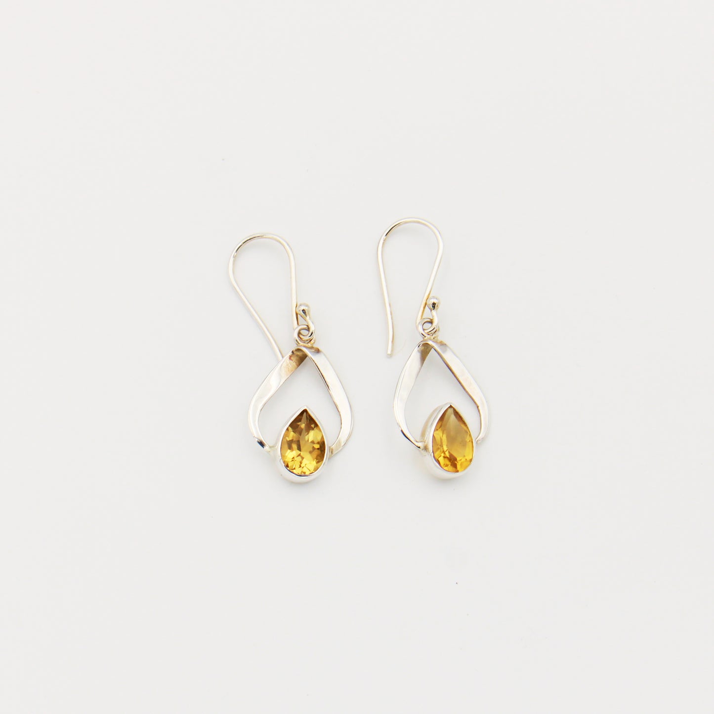 Citrine Teardrop Dangle Sterling Earrings