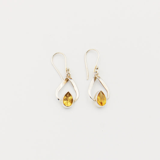 Citrine Teardrop Dangle Sterling Earrings