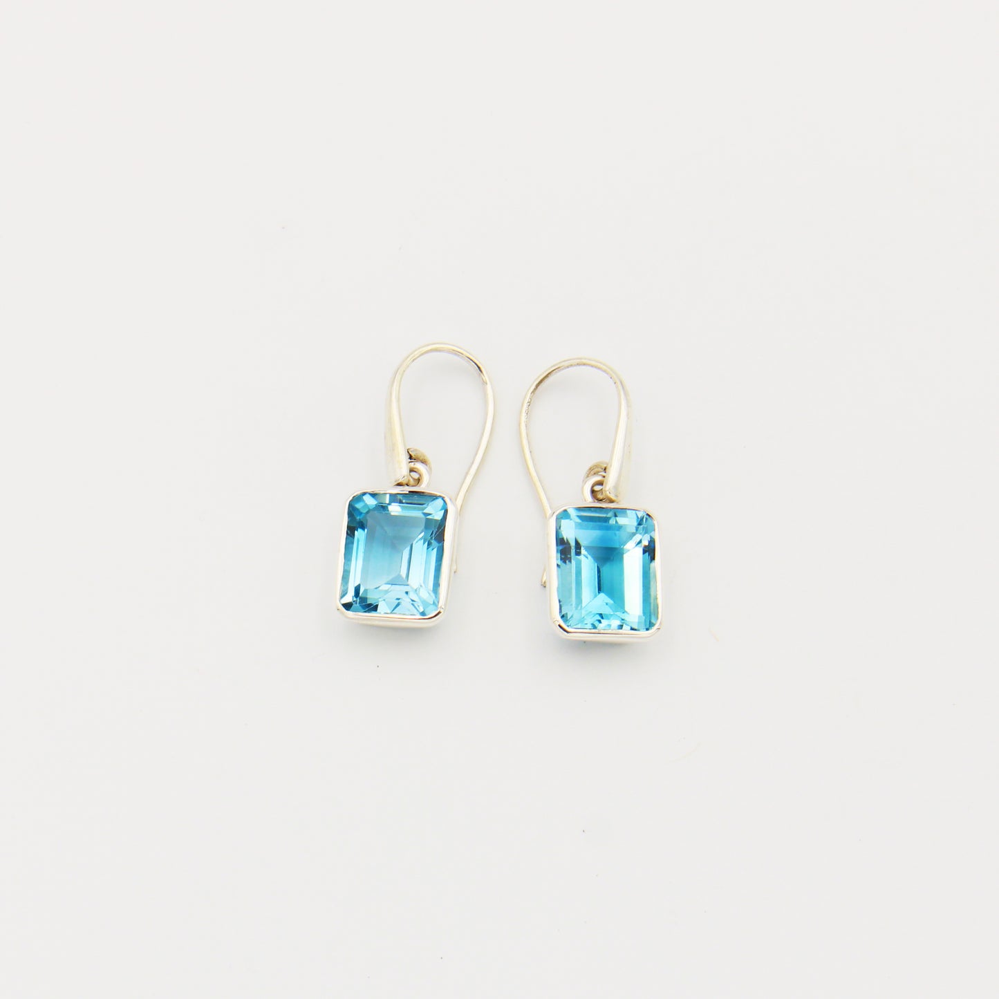Blue Topaz Rectangle Sterling Earrings