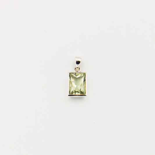 Green Quartz Rectangular Sterling Pendant