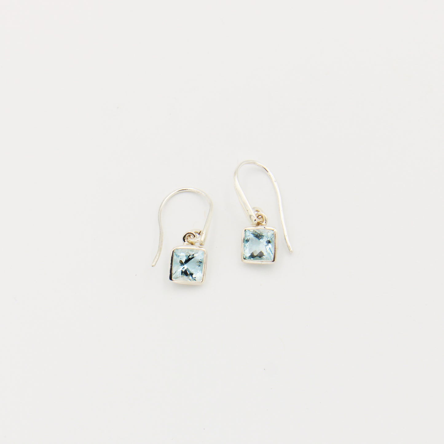 Aquamarine Square Sterling Earrings