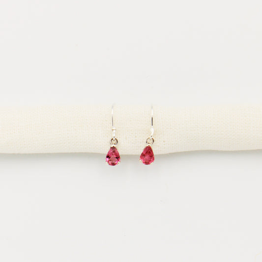 Pink Tourmaline Teardrop Sterling Drop Earrings