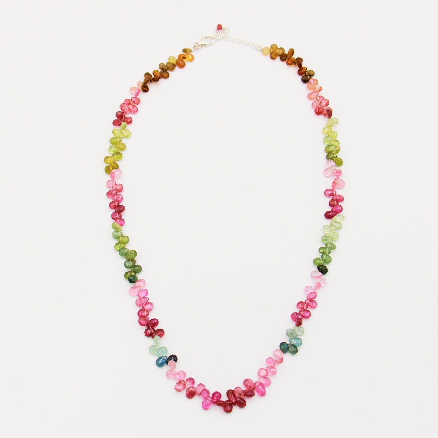 Tourmaline Multi-color Beaded Sterling Necklace - Adjustable
