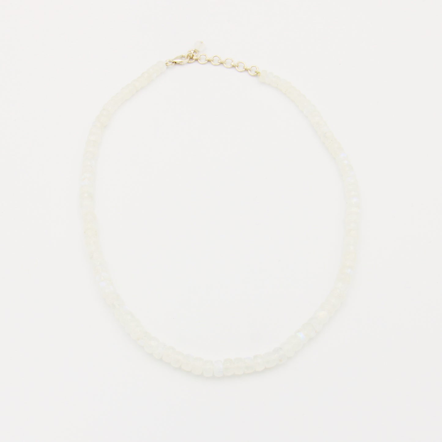 Moonstone Beaded Sterling 8mm Necklace - Adjustable
