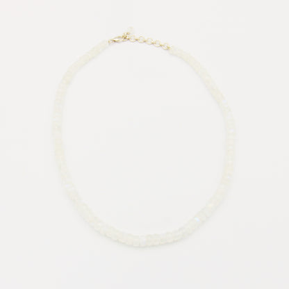 Moonstone Beaded Sterling 8mm Necklace - Adjustable