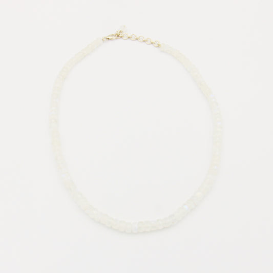 Moonstone Beaded Sterling 8mm Necklace - Adjustable