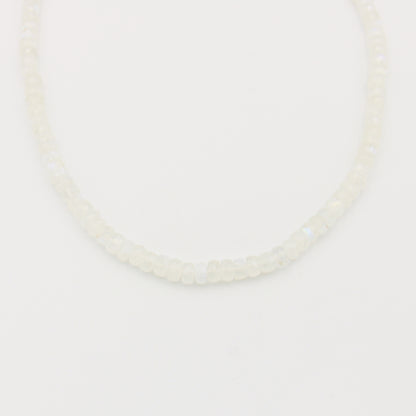 Moonstone Beaded Sterling 8mm Necklace - Adjustable