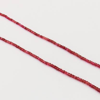 Tourmaline Pink Beaded Sterling Necklace - Adjustable