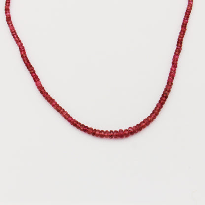 Tourmaline Pink Beaded Sterling Necklace - Adjustable