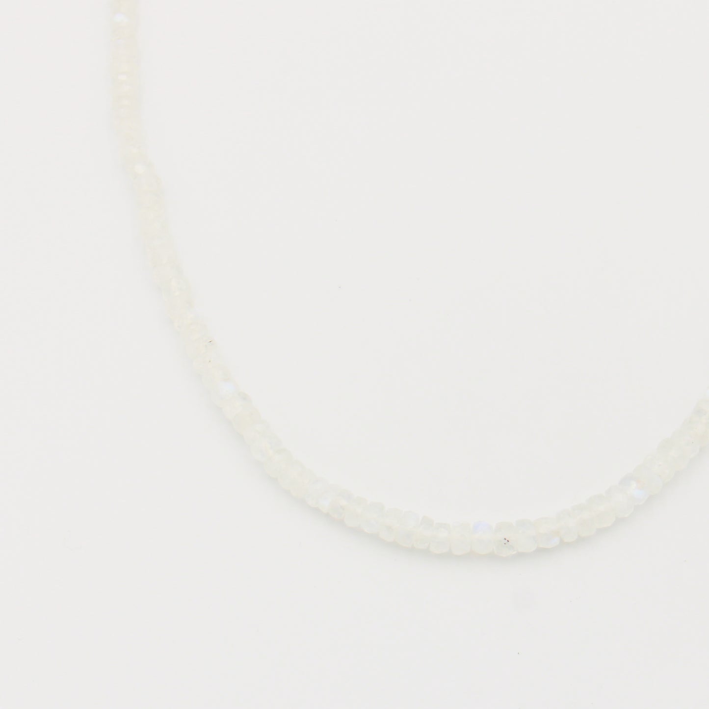 Moonstone Beaded Sterling Necklace 5mm - Adjustable
