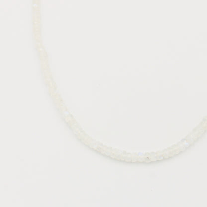 Moonstone Beaded Sterling Necklace 5mm - Adjustable