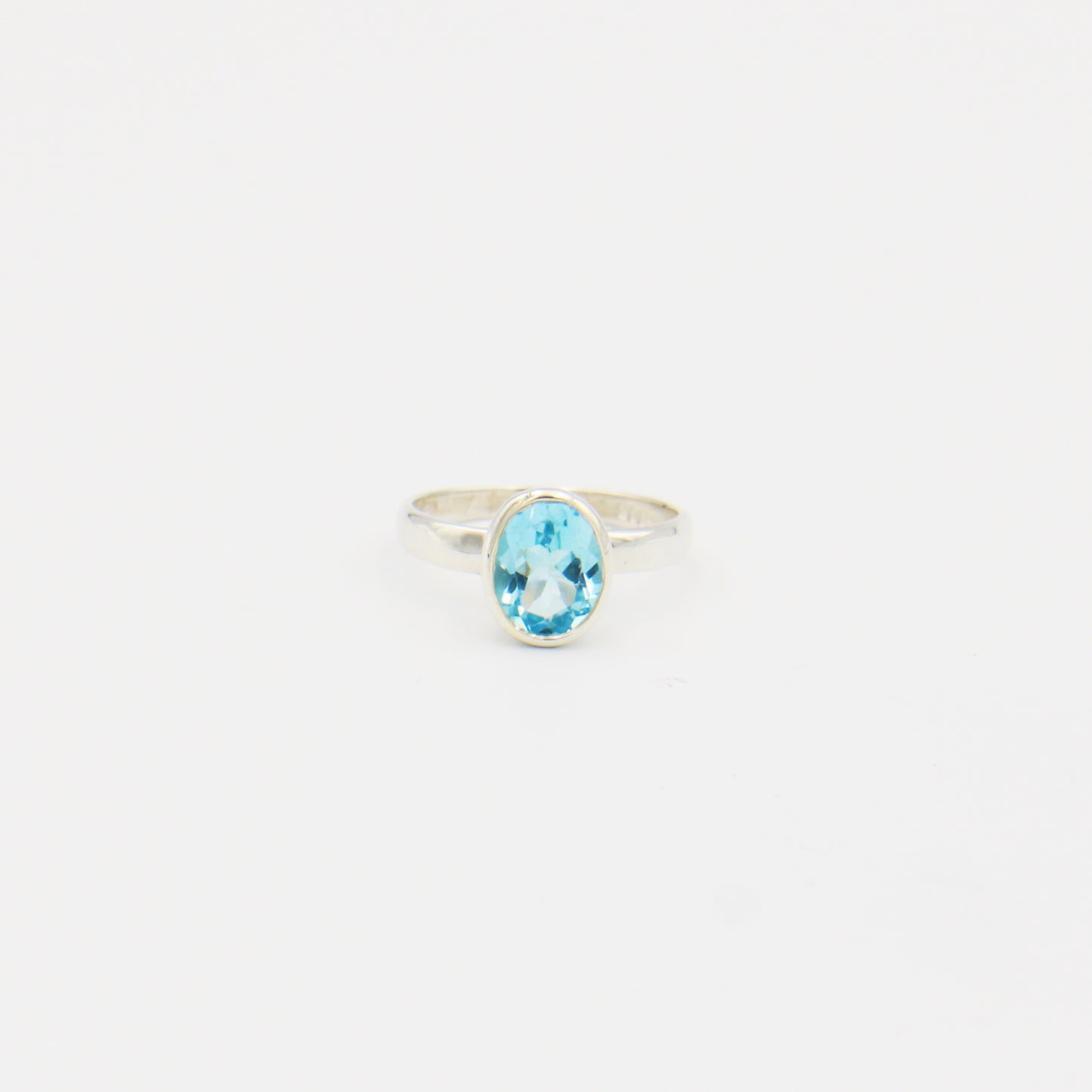 Blue Topaz Oval Sterling Ring Size 8