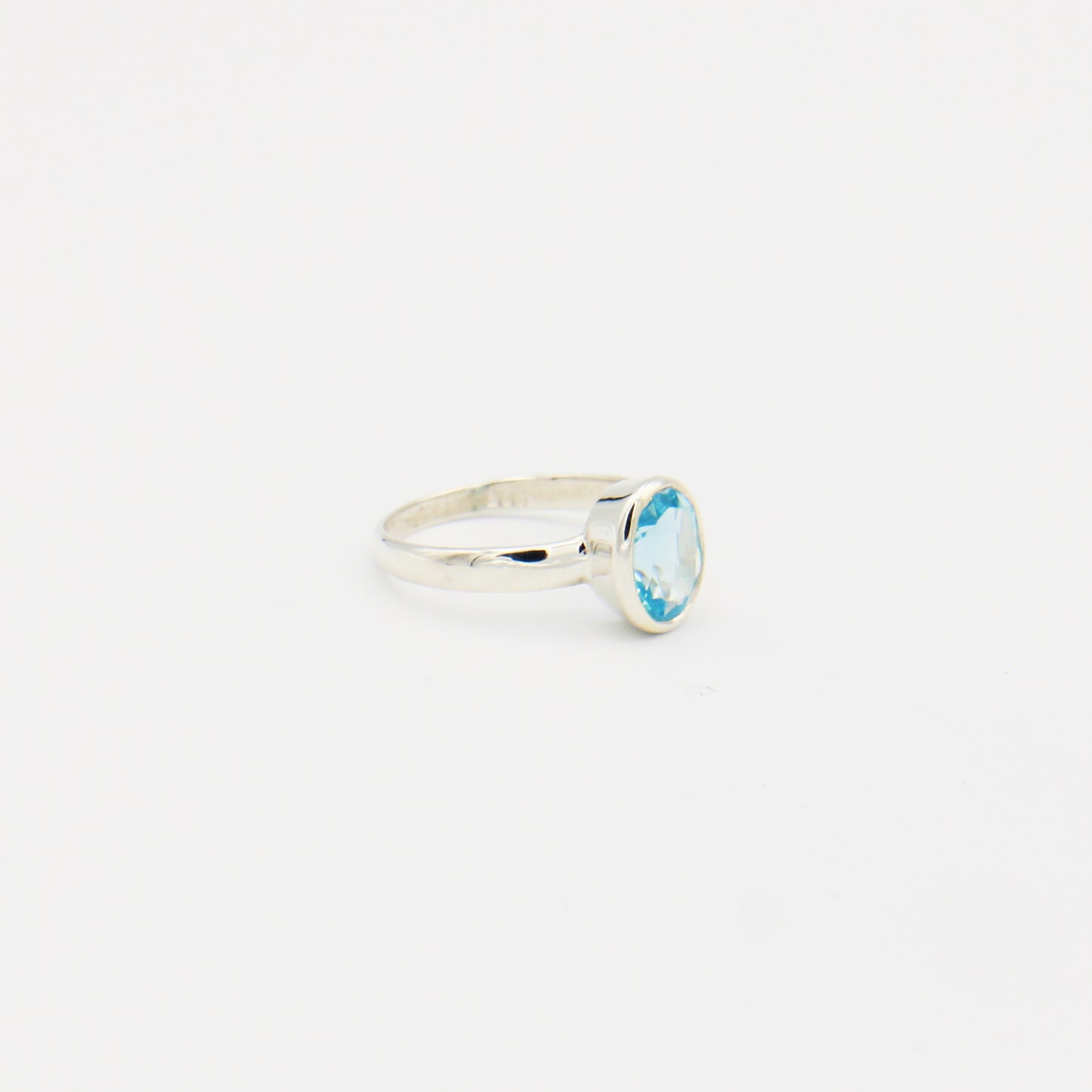 Blue Topaz Oval Sterling Ring Size 8