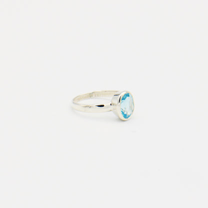 Blue Topaz Oval Sterling Ring Size 8