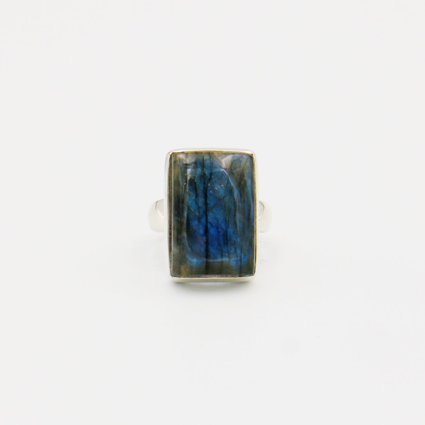 Labradorite Rectangle Sterling Ring Size 8.5