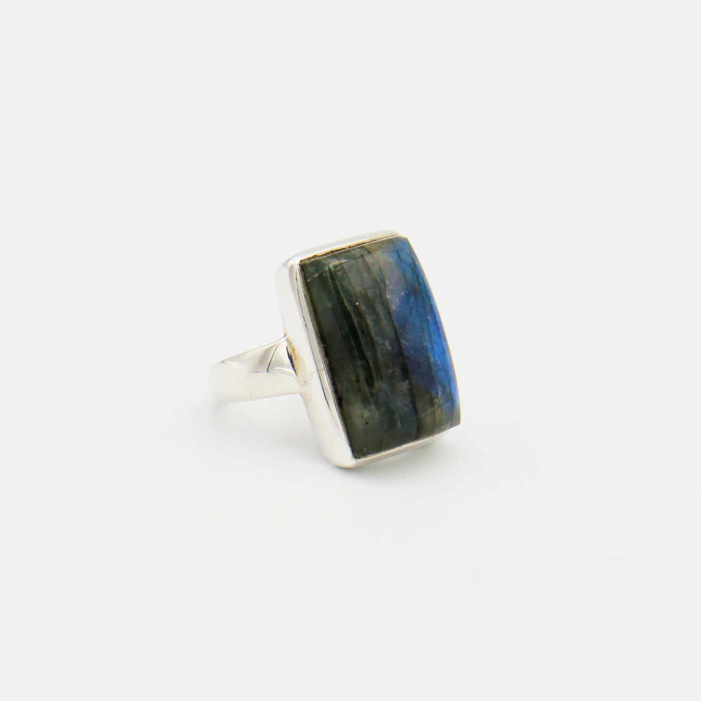 Labradorite Rectangle Sterling Ring Size 8.5