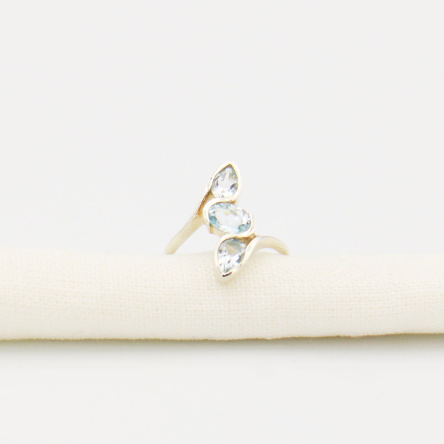 Blue Topaz 3 Stone Ring Size 7
