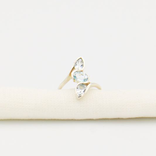 Blue Topaz 3 Stone Ring Size 7