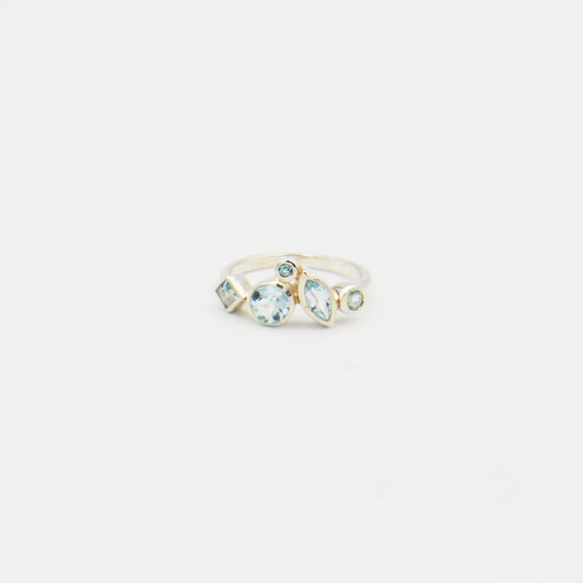 Blue Topaz 5 Stone Ring Size 7