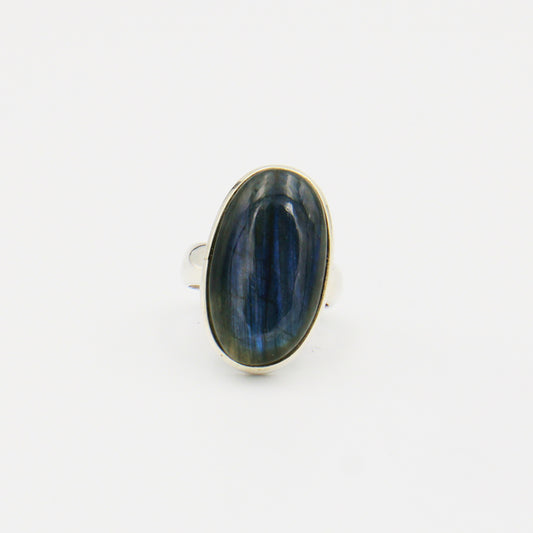 Labradorite Oval Sterling Ring Size 7.5