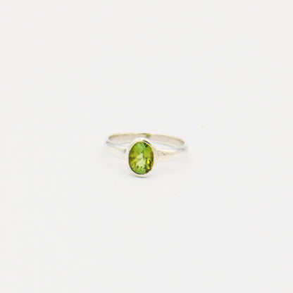 Peridot Oval Sterling Ring Size 7.5