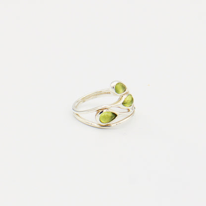 Peridot 4 Teardrop Sterling Ring Size 6