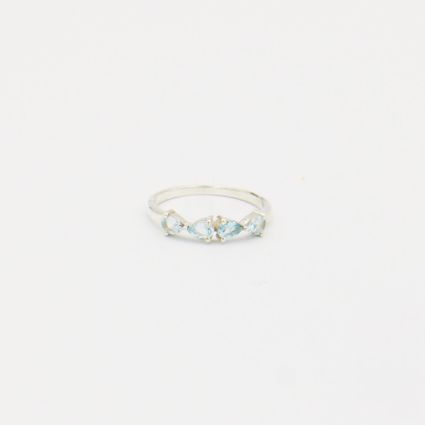 Blue Topaz 4 Stone Pear Ring Size 7.5