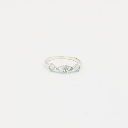 Blue Topaz 4 Stone Pear Ring Size 7.5